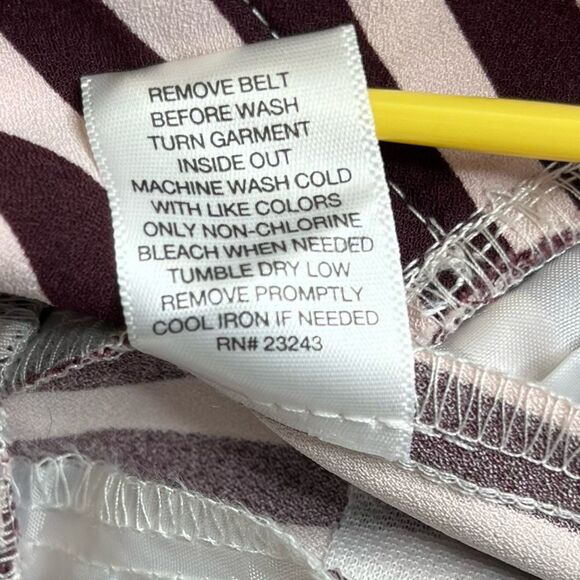 7th Avenue Design Studio Brown White Stripe Paper Bag Waist Wide Leg Pant Wmn 6 - Picture 9 of 14